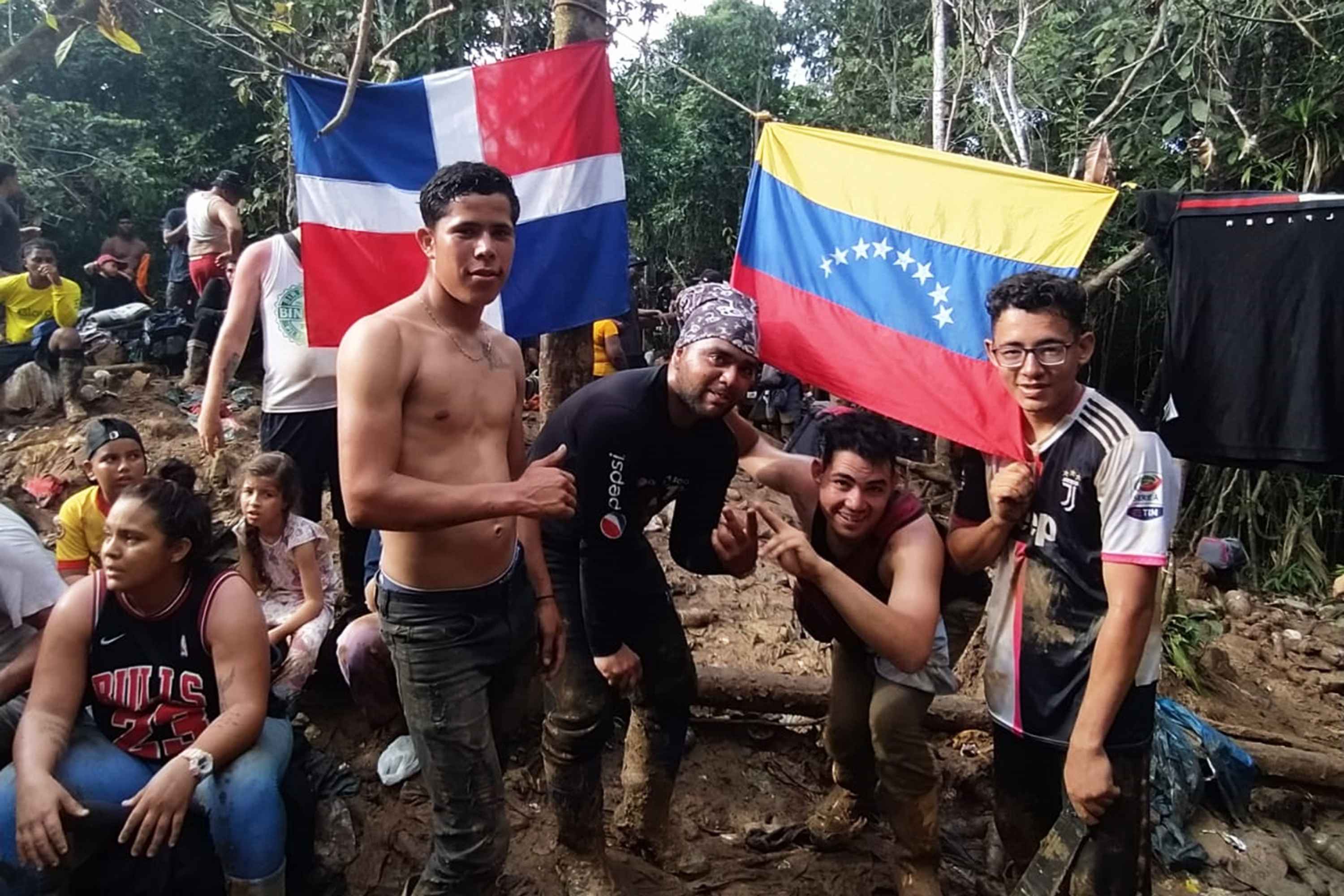 Juan, Jeremy, Joyner, and Luis, from right to left, as they cross the Darien jungle in Panama. Photo courtesy of Juan.