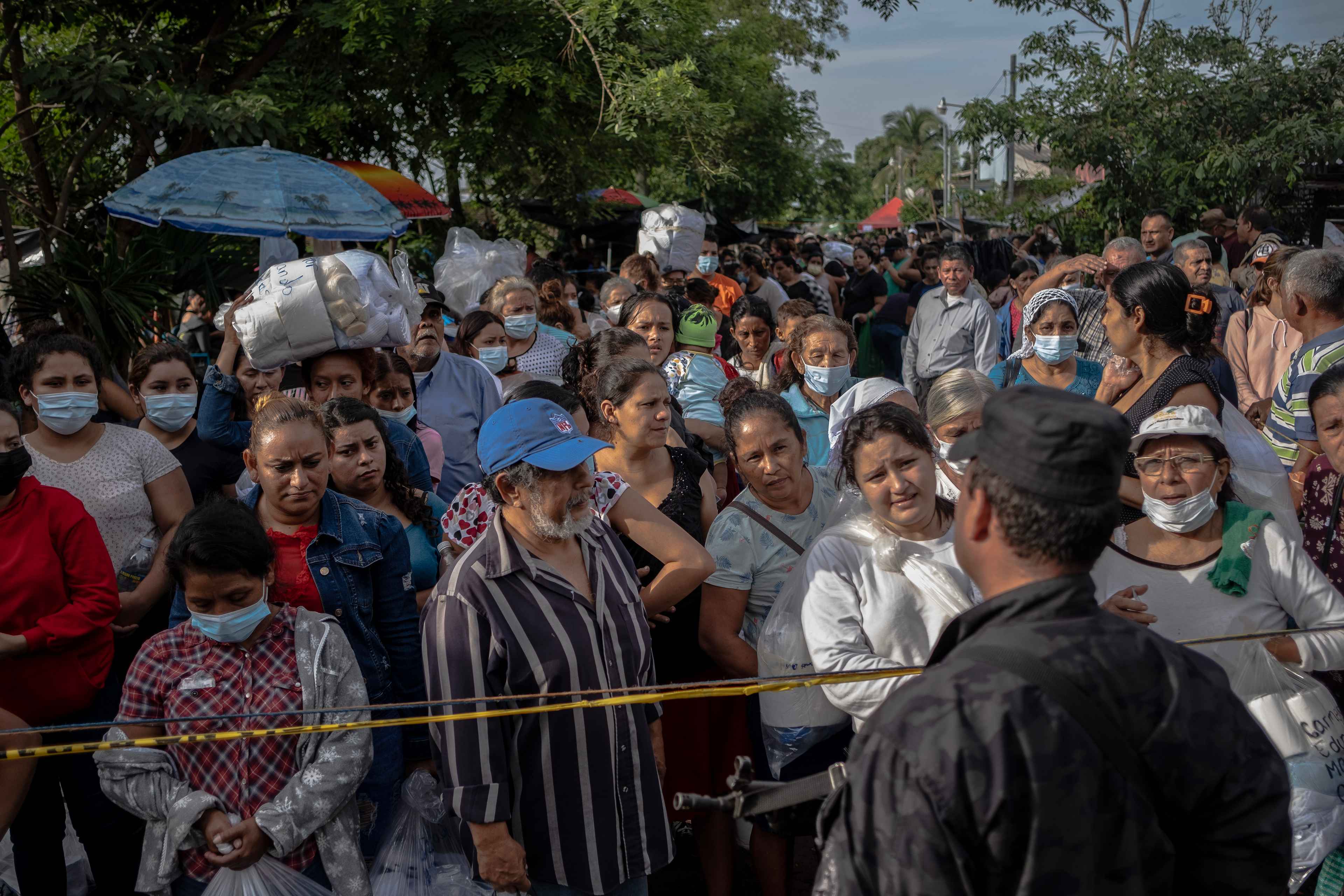 In May 2022, crowds swell outside Izalco Prison as desperate relatives search for information on their loved ones arrested under the state of exception, by then in its second month. Many traveled all day to western El Salvador and had to find a place to sleep outside to continue their search the next day. Photo Carlos Barrera